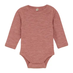 BeKids Uld body langærmet body - solid - Light Mahogany Melange- Uldbodyer|Bodystocking Langærmet