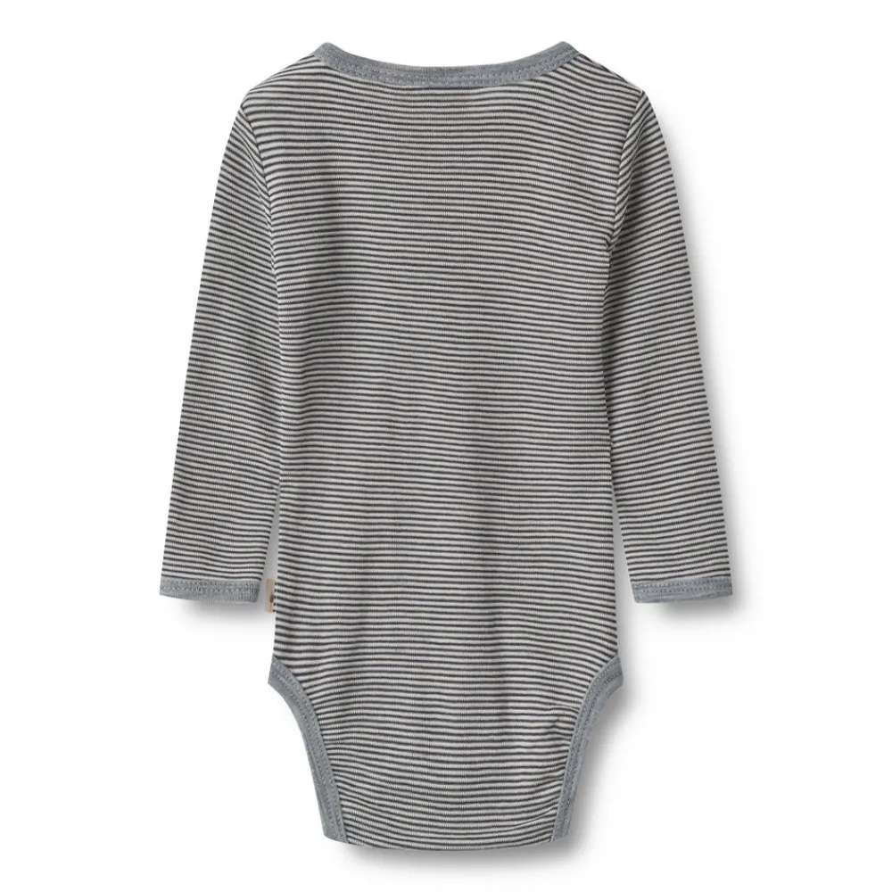 Wheat Uld body langærmet Lucca - Navy Stripe- Uldbodyer|Bodystocking Langærmet