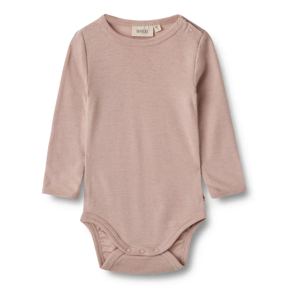 Wheat Uld body langærmet Lucca - Dry Rose- Uldbodyer|Bodystocking Langærmet