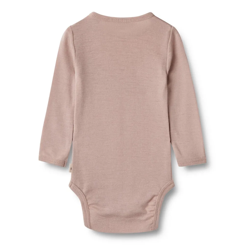 Wheat Uld body langærmet Lucca - Dry Rose- Uldbodyer|Bodystocking Langærmet