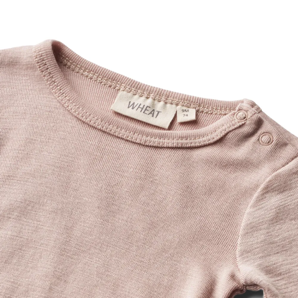 Wheat Uld body langærmet Lucca - Dry Rose- Uldbodyer|Bodystocking Langærmet