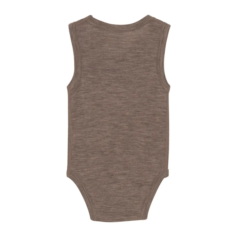 BeKids Uld body uden ærmer - Leafless Tree Melange- Uldbodyer|Bodystocking U. Ærmer