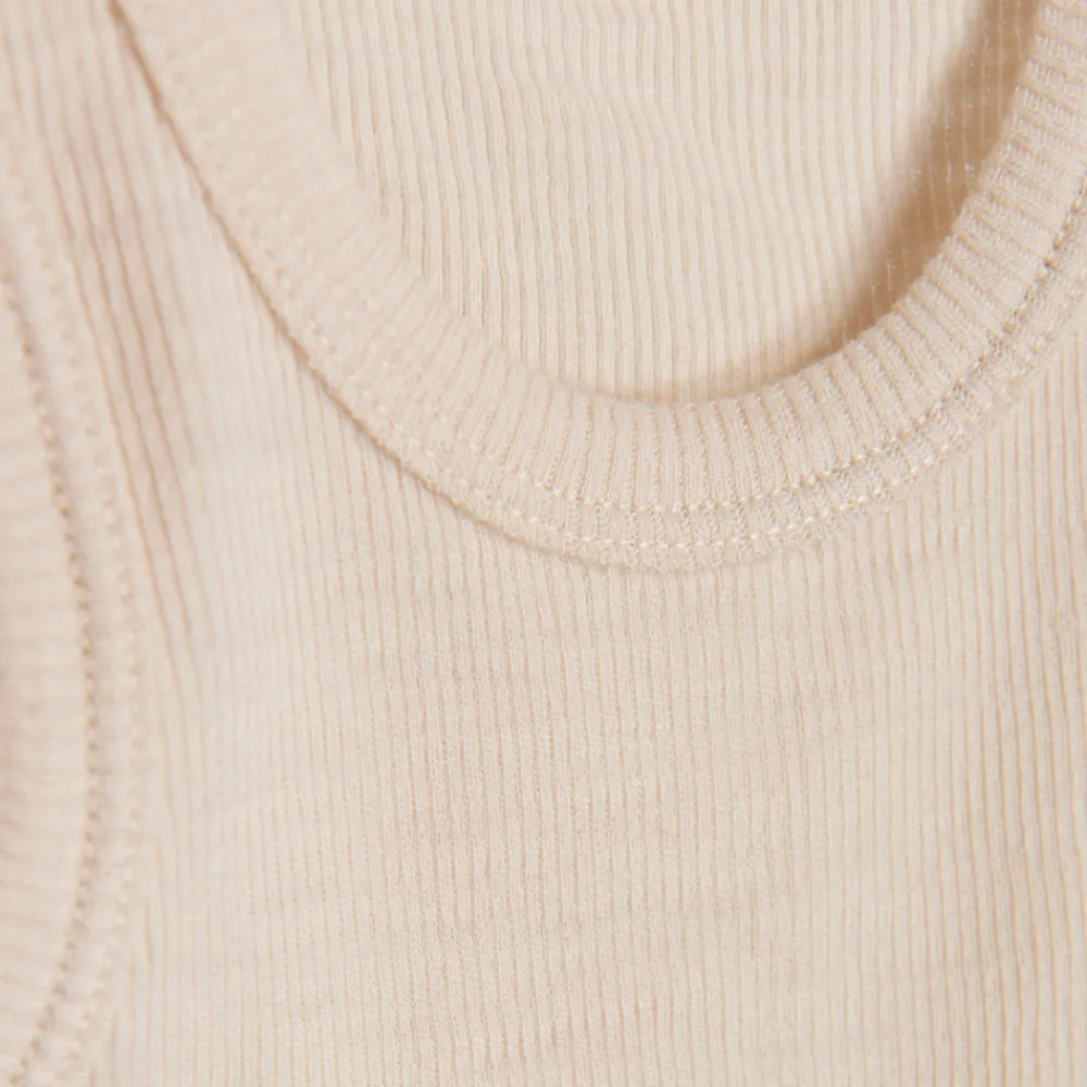 BeKids Uld body uden ærmer - Sandshell Melange- Bodystocking U. Ærmer|Uldbodyer