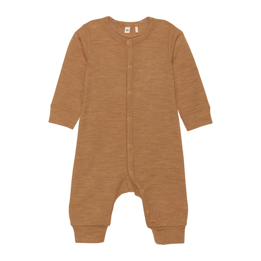 BeKids Uld jumpsuit - solid - Chipmunk Melange- Ulddragter|Heldragter U. Fod