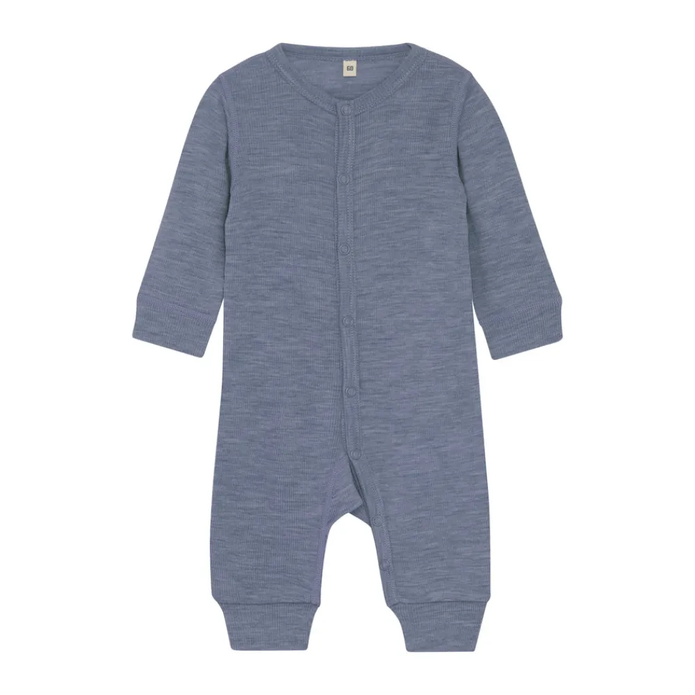 BeKids Uld jumpsuit - solid - Folkstone Gray Melange- Ulddragter|Heldragter U. Fod