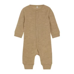 BeKids Uld jumpsuit - solid - Light Camel Melange- Ulddragter|Heldragter U. Fod