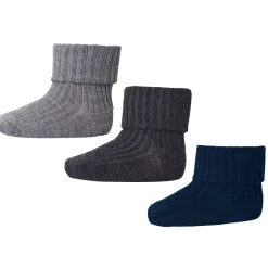 MP Denmark Uld rib baby strømpe 3 pak - Grey Melange- Strømper|Multipack