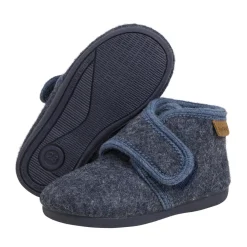 En Fant Uldhjemmesko velcro - Navy Melange- Uld Hjemmesko|Hjemmesko