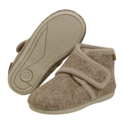 En Fant Uldhjemmesko velcro - Walnut Melange- Uld Hjemmesko|Hjemmesko