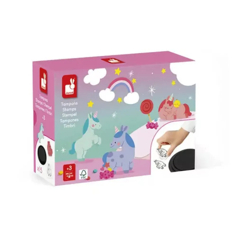 Janod Unicorn Stampinoo - 15 Stamps- Kreasæt