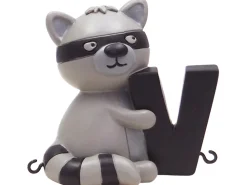 Kids By Friis V bogstav med vaskebjørn til navnetog-Børn Fødselsdagstoge