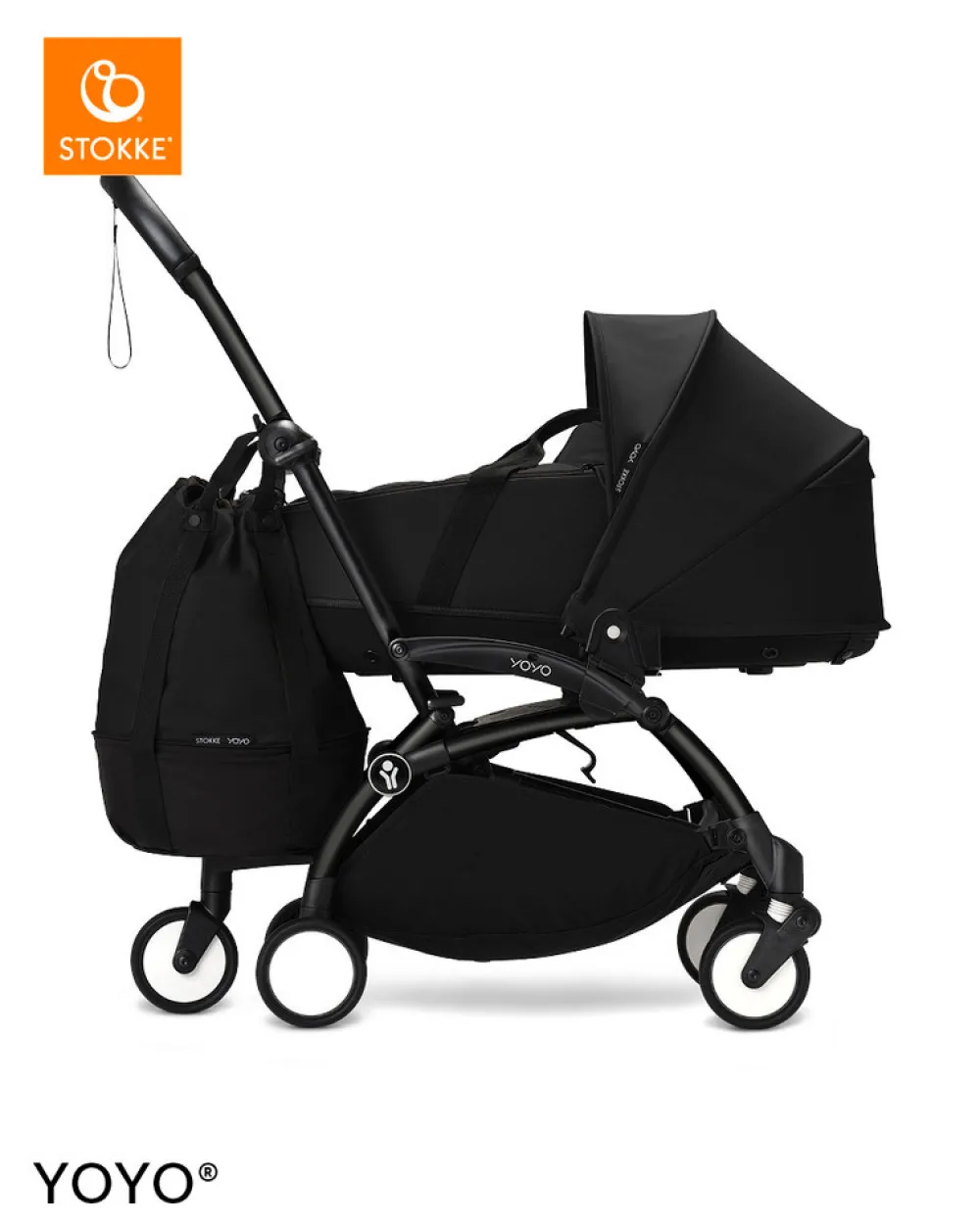 Stokke® YOYO indkøbstaske m/hjul - Black- Styrtasker & Barnevognsnet